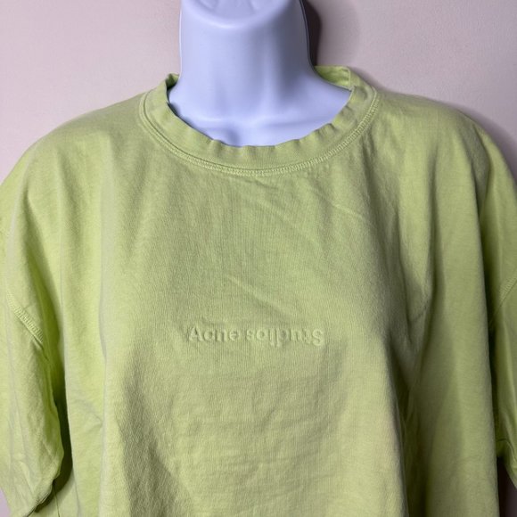 Acne Studios Cylea Embossed Logo Tee Lime Green Small - Picture 3 of 7